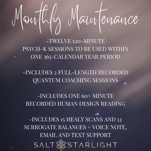 Monthly Maintenance (TWELVE 120-minute PSYCH-K Sessions Per Year)